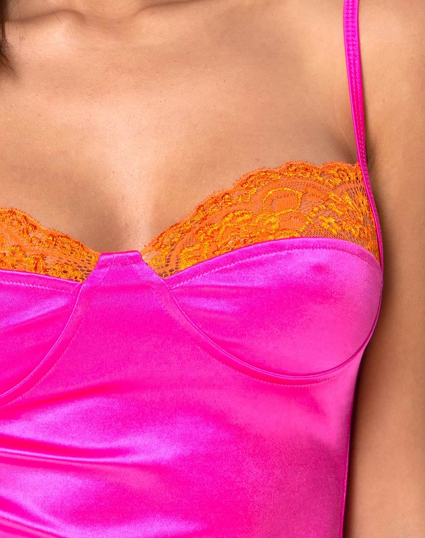 Afbeelding van Letta Bodice in Roze met Oranje Kant