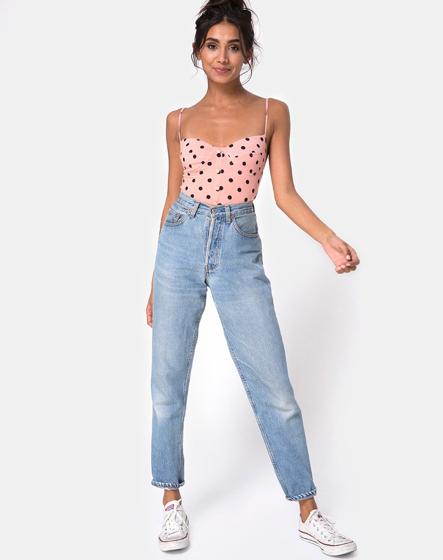 Afbeelding van Leva Bodice in New Polka Nude Zwart