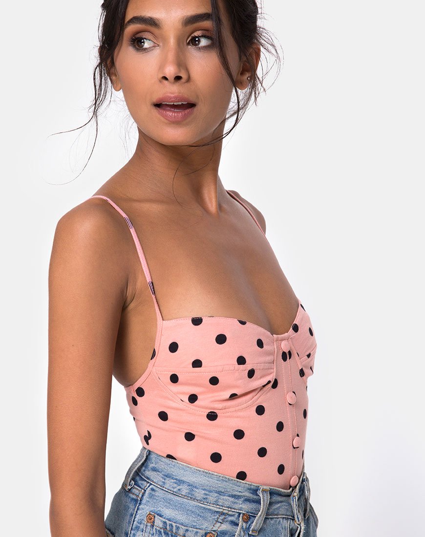 Afbeelding van Leva Bodice in New Polka Nude Zwart