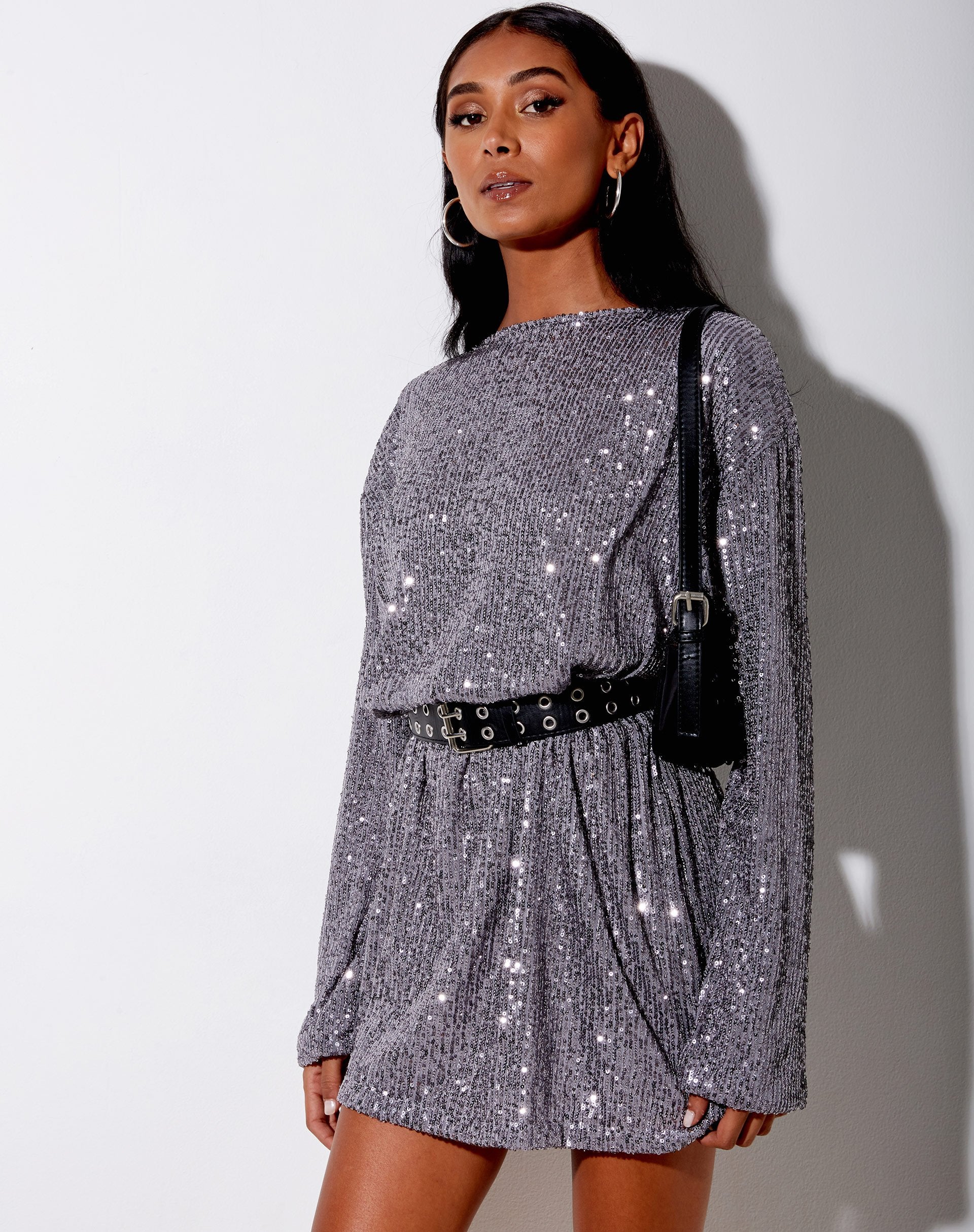 Afbeelding van Liama Jurk in Stretch Pailletten Zilver