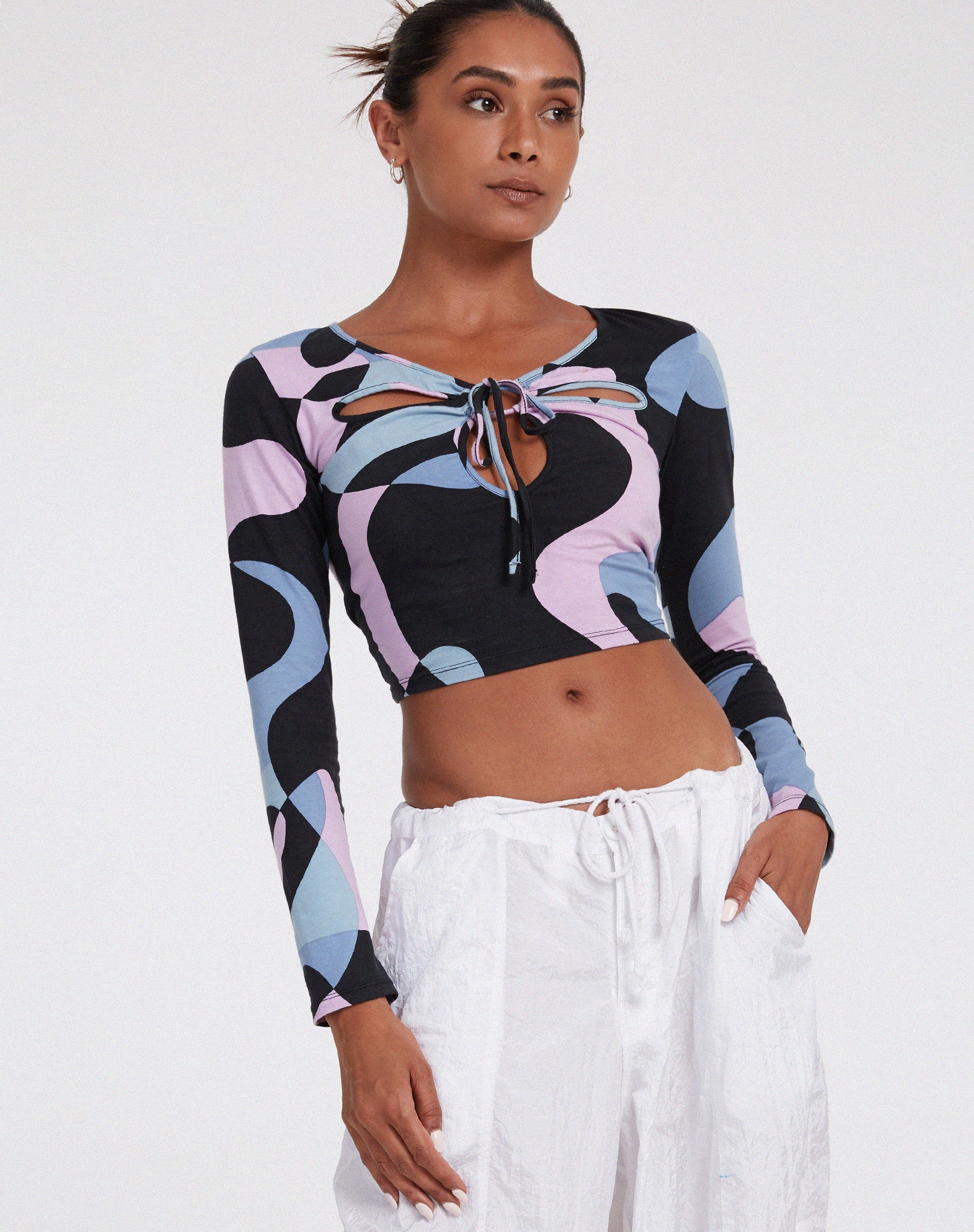 Afbeelding van Licora Crop Top in Abstract Paars