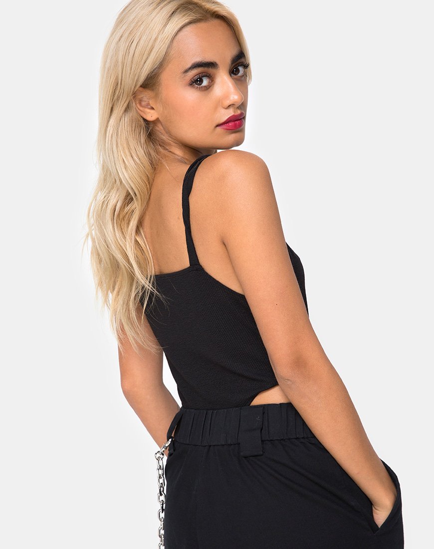 Lidom Bodice in zwart met zilveren haak