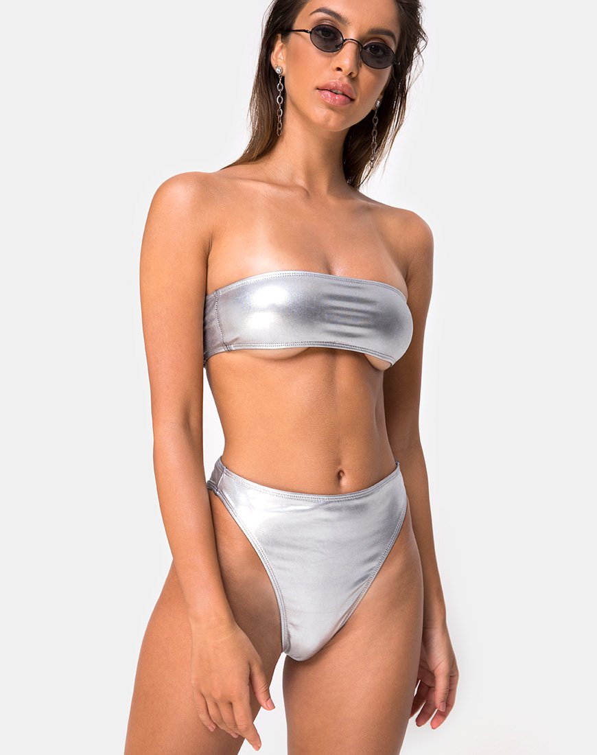 Lien Bikinitop in metallic zilver