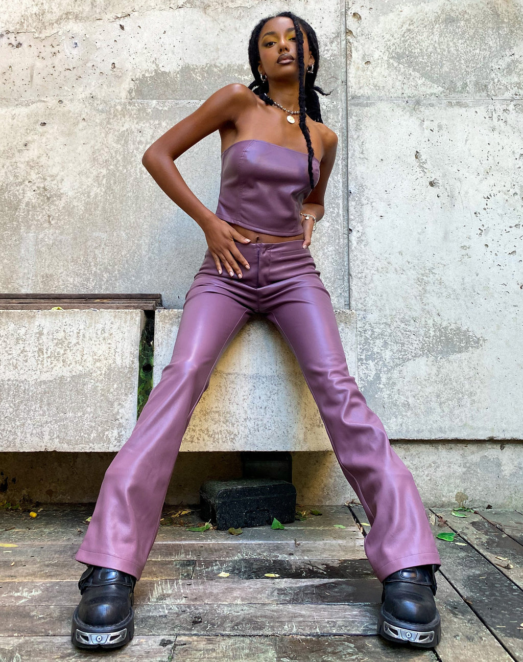 Zalor flare broek in Pu paars