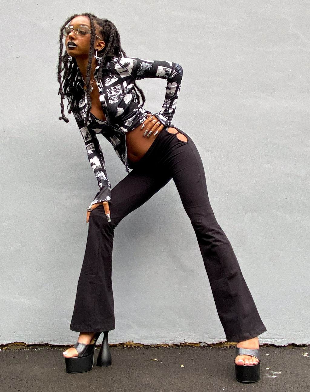 Suwan flare broek in zwart