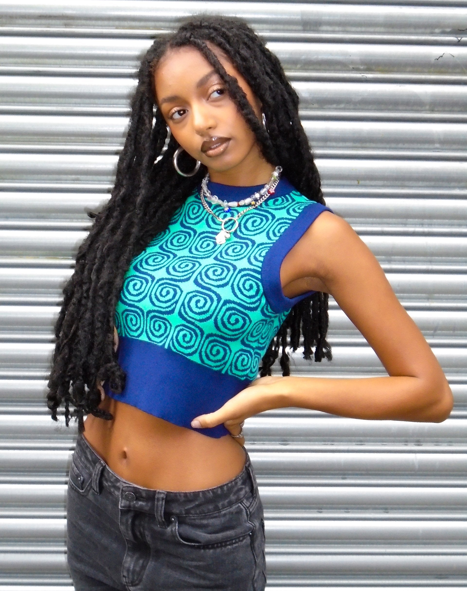 Afbeelding van Jaya Sweater Vest in Swirl Groen en Blauw