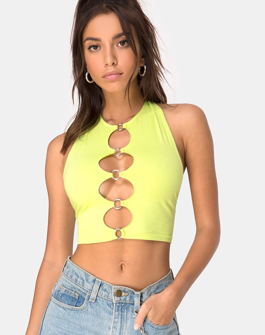 Lini Gewatteerde Top in Lime