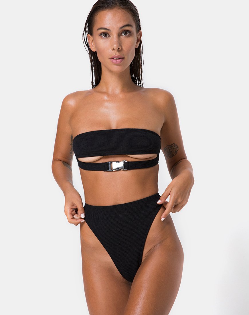 Lin Lin Bikinitop in zwart met zilveren Derlin
