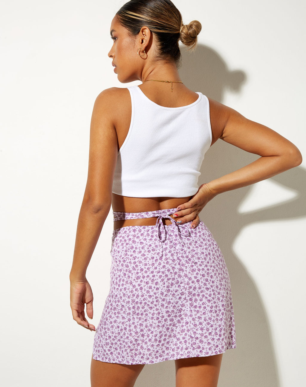 Linor minirok in Ditsy Rose Lila