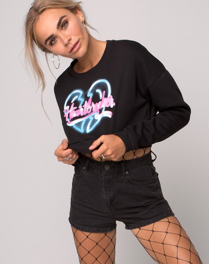 Liona Sweatshirt in Zwart Heart Breaker