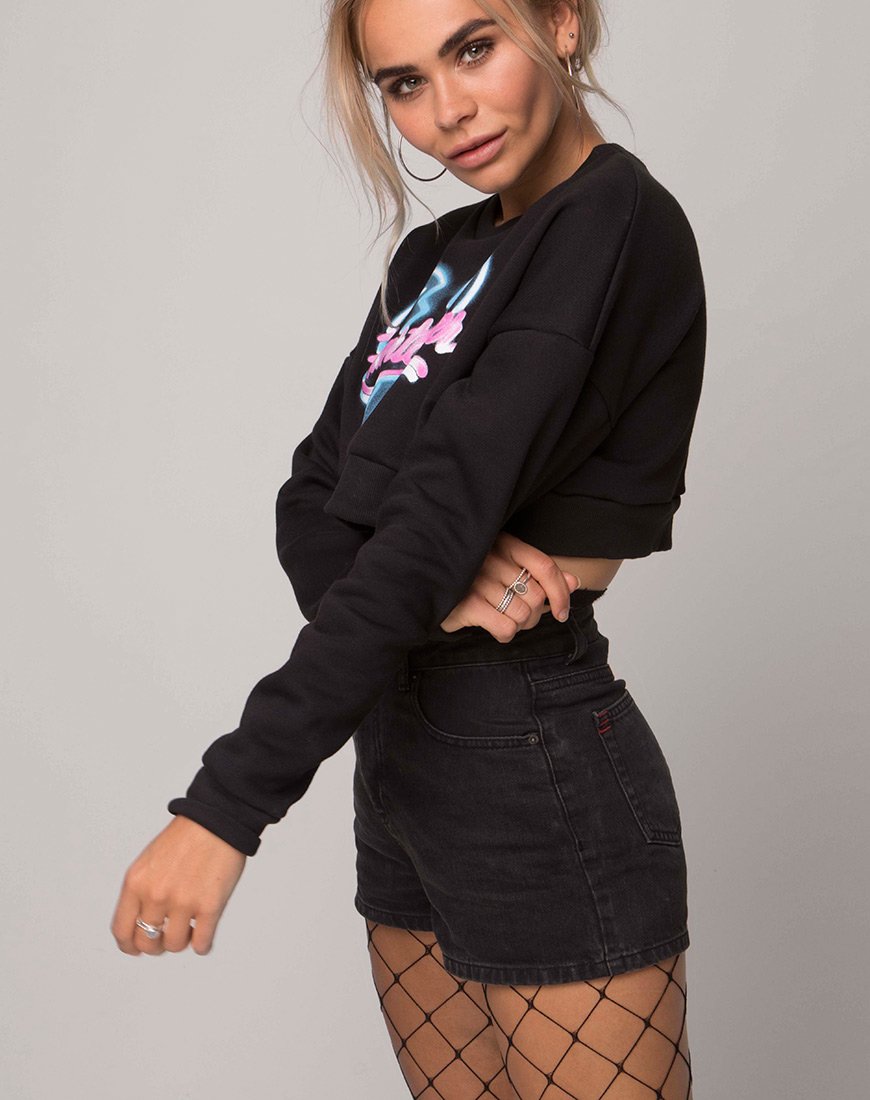 Liona Sweatshirt in Zwart Heart Breaker