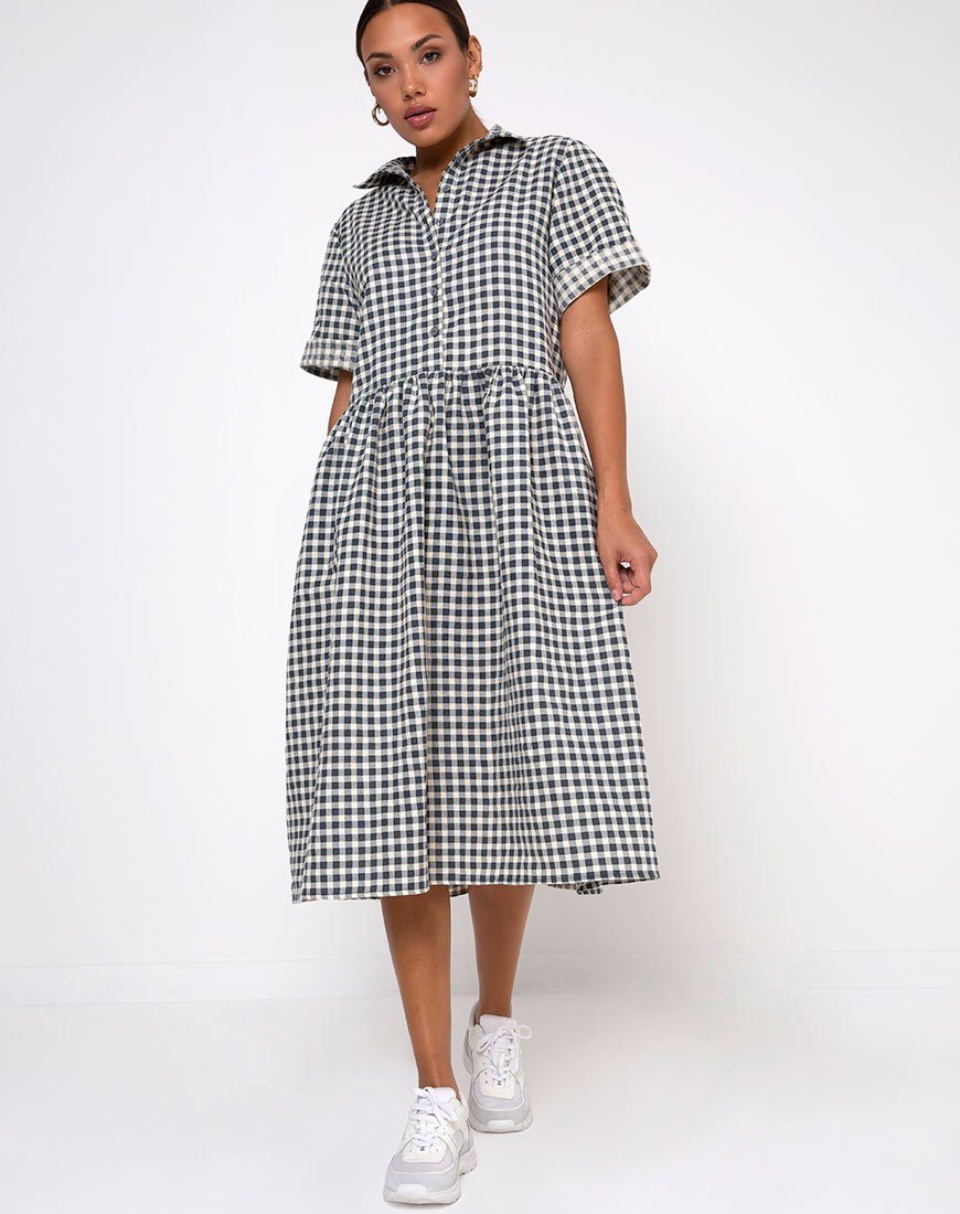 Lista Overhemdjurk in Gingham Crème