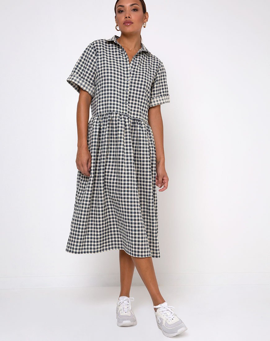 Afbeelding van Lista Overhemdjurk in Gingham Crème