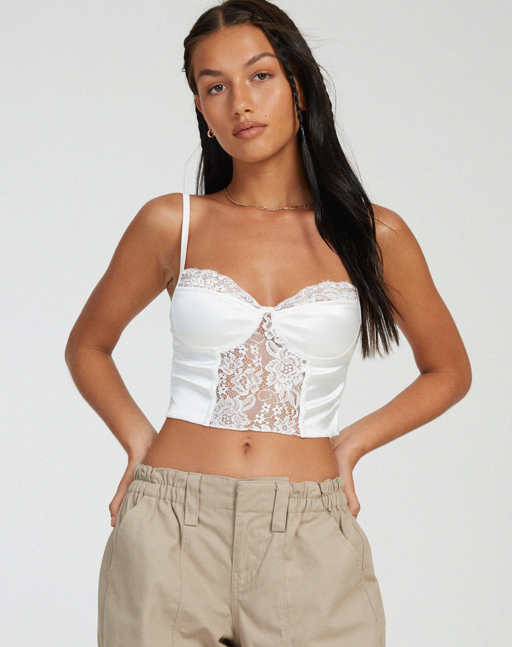 Litasa Corset Top in Satijn Ivoor