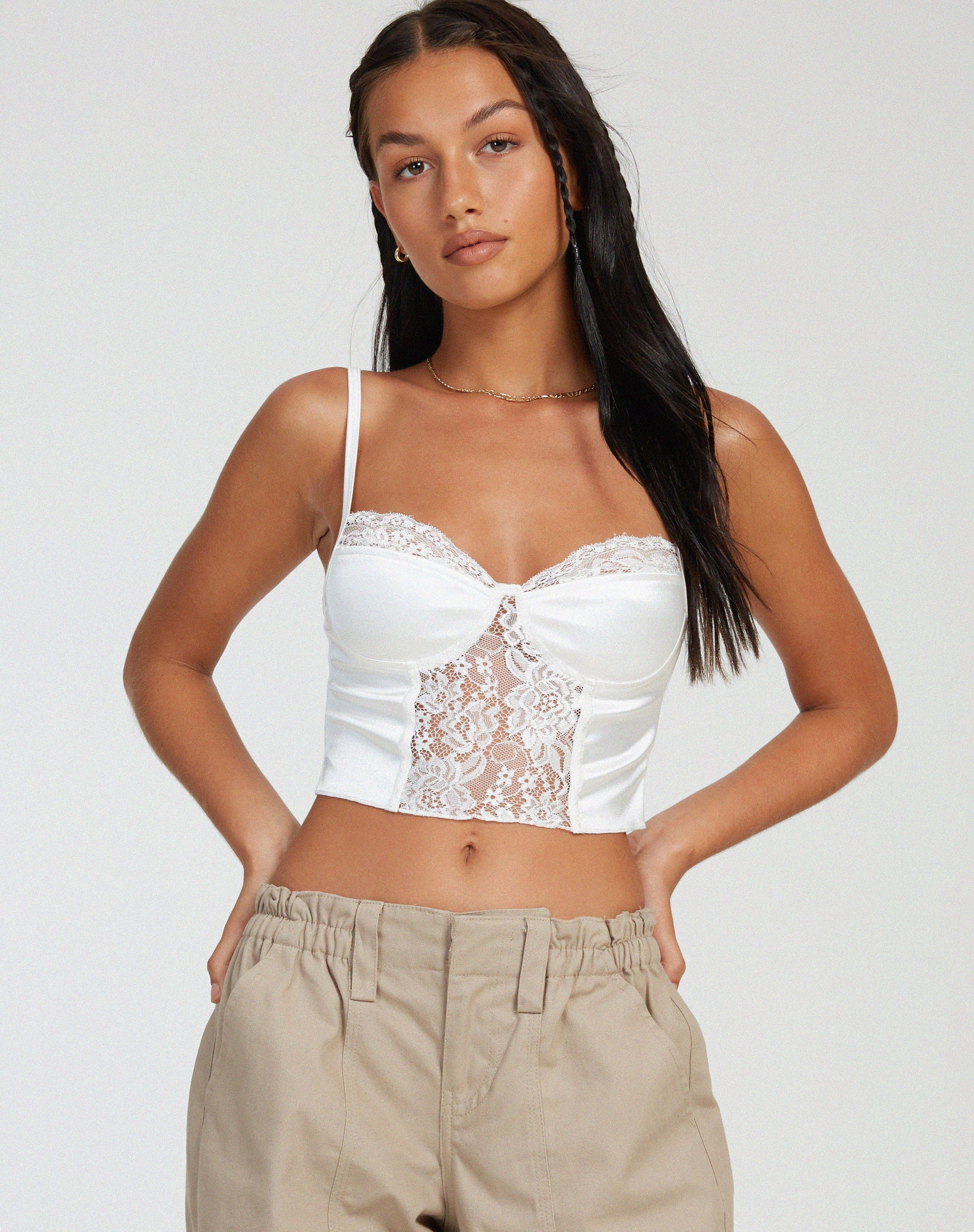 Afbeelding van Litasa Corset Top in Satijn Ivoor