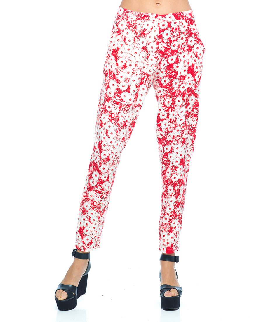 Motel Logan broek met pijpen in Xerox Daisy rood