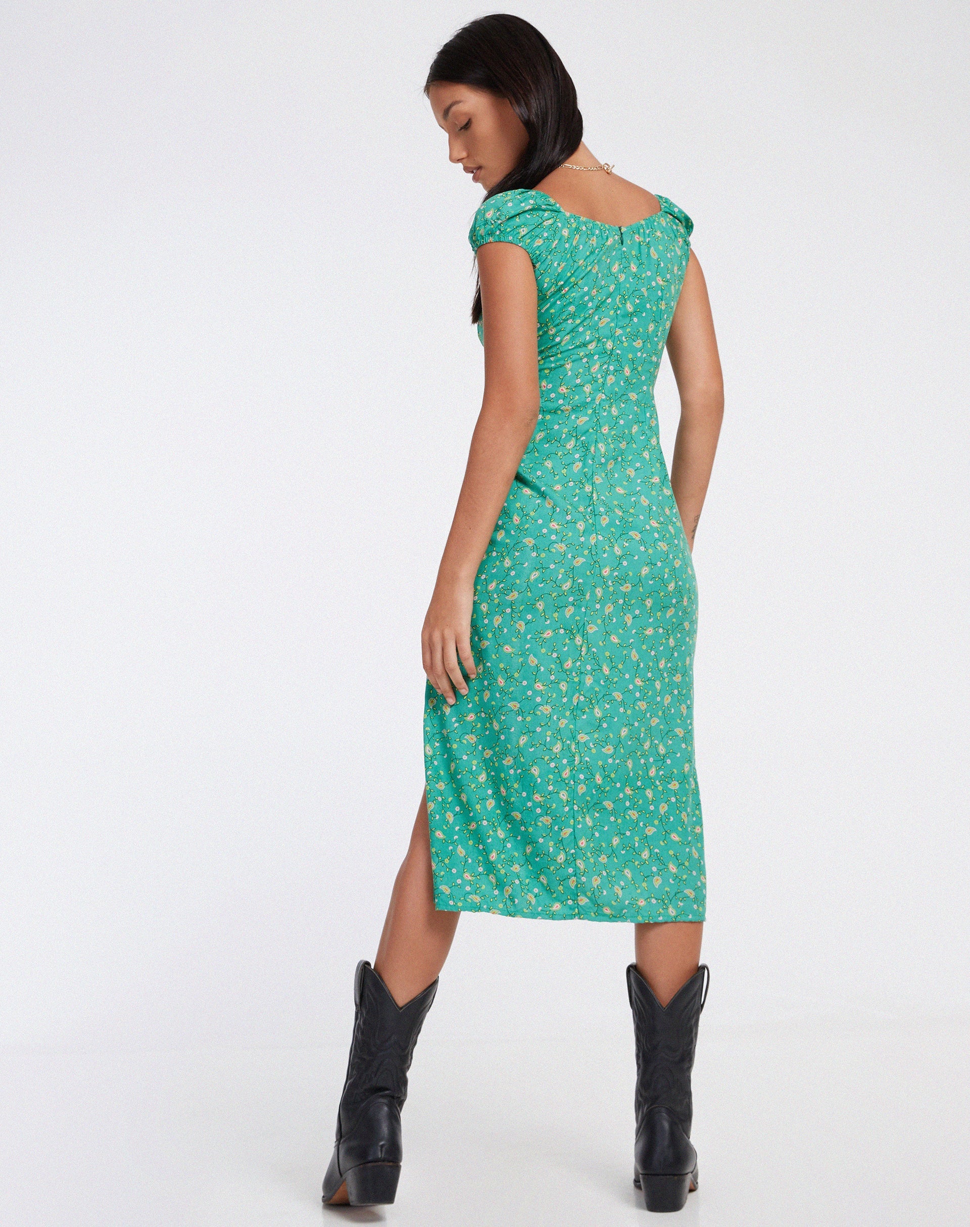 Afbeelding van Lona Midi Dress in Paisley Fun Green