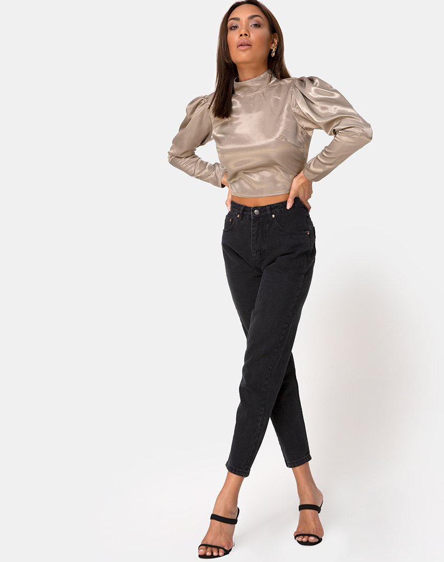 Afbeelding van Lona Longsleeve Top in Satin Taupe