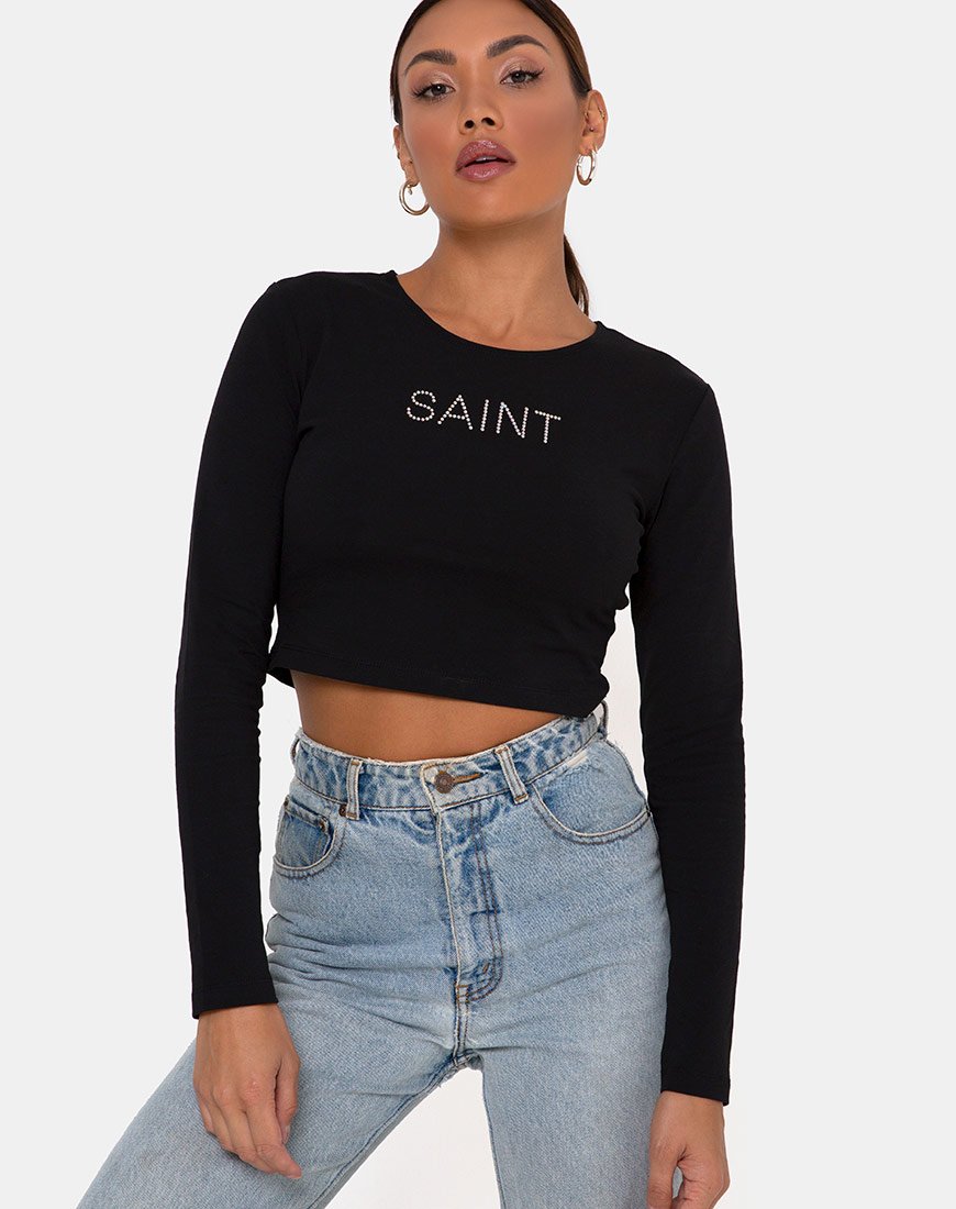 Afbeelding van Londy Top in Zwart Saint Hot Fix