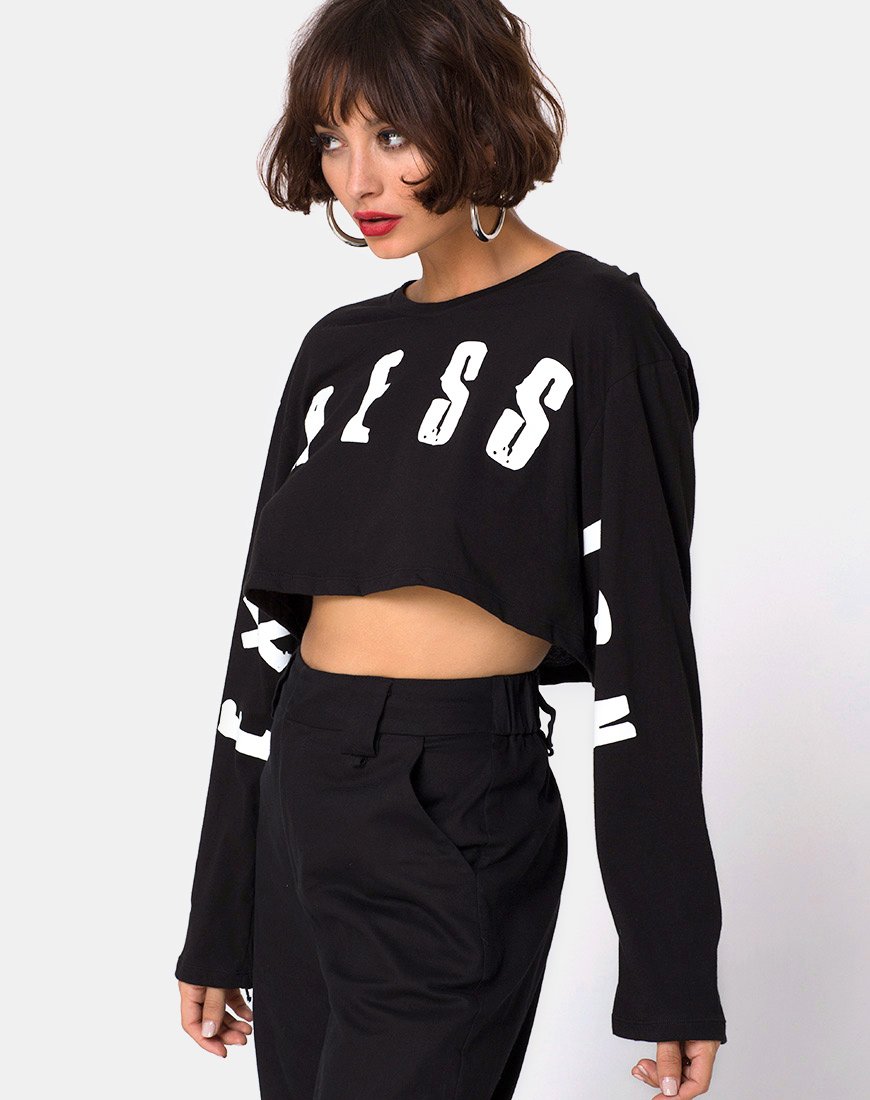 Box Expression Crop Tee in zwart