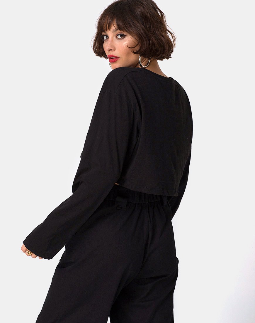 Box Expression Crop Tee in zwart