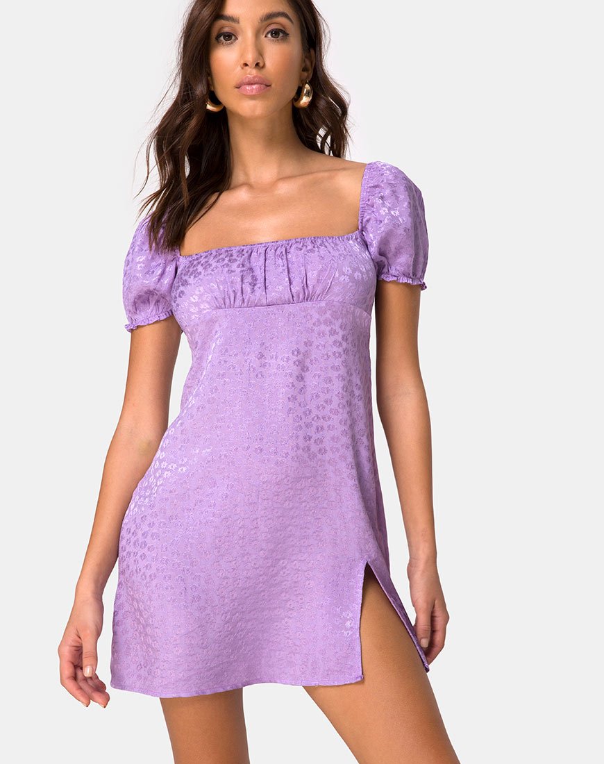 Afbeelding van Lonma Mini Jurk in Satijn Ditsy Rose Lavendel