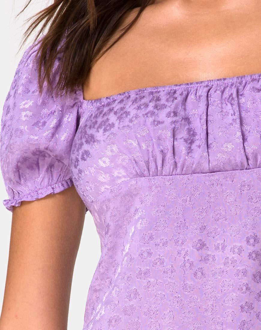 Afbeelding van Lonma Mini Jurk in Satijn Ditsy Rose Lavendel