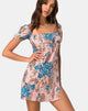 Afbeelding van Lonma Mini Jurk in Jungle Bloem Blauw Crème