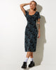 Afbeelding van Lorani Midi jurk in Butterfly Vine Flock Blue