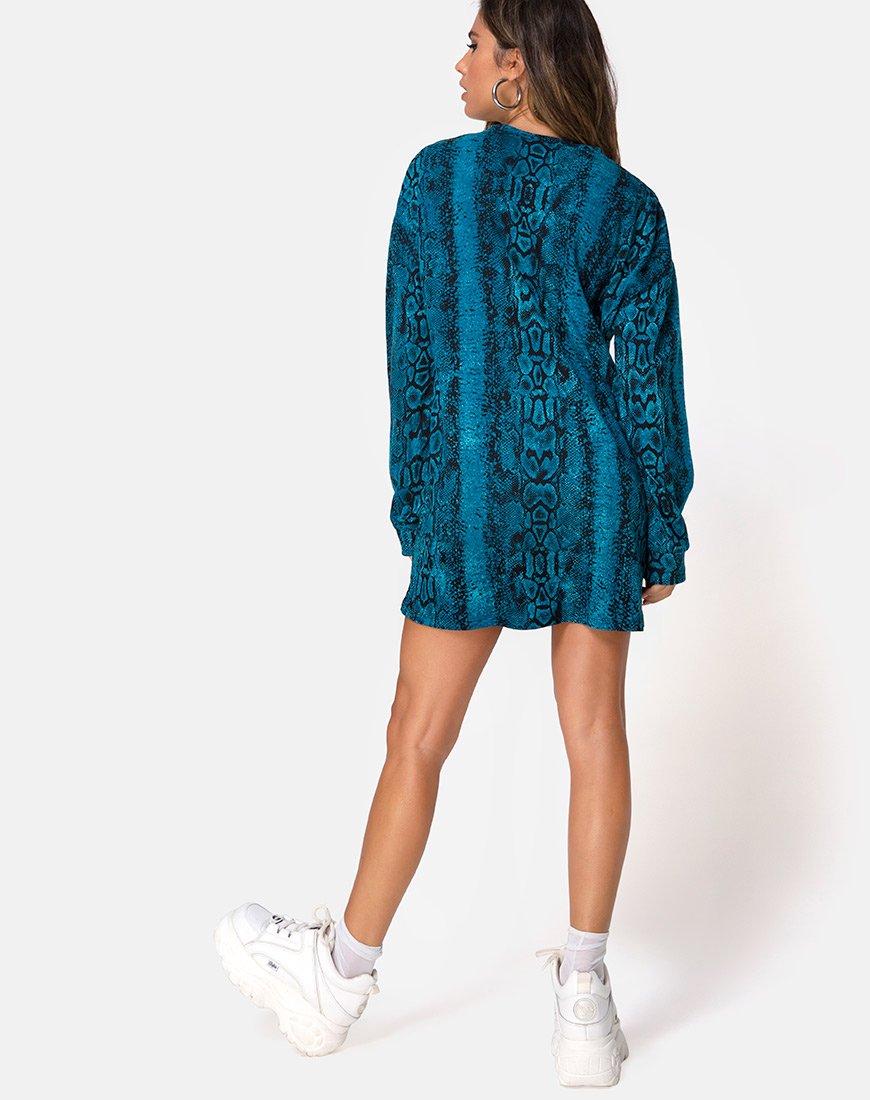 Afbeelding van Lotsun Truienjurk in Slangenblauw