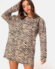 Afbeelding van Lotsun Jumper Dress in 90s Zebra Taupe