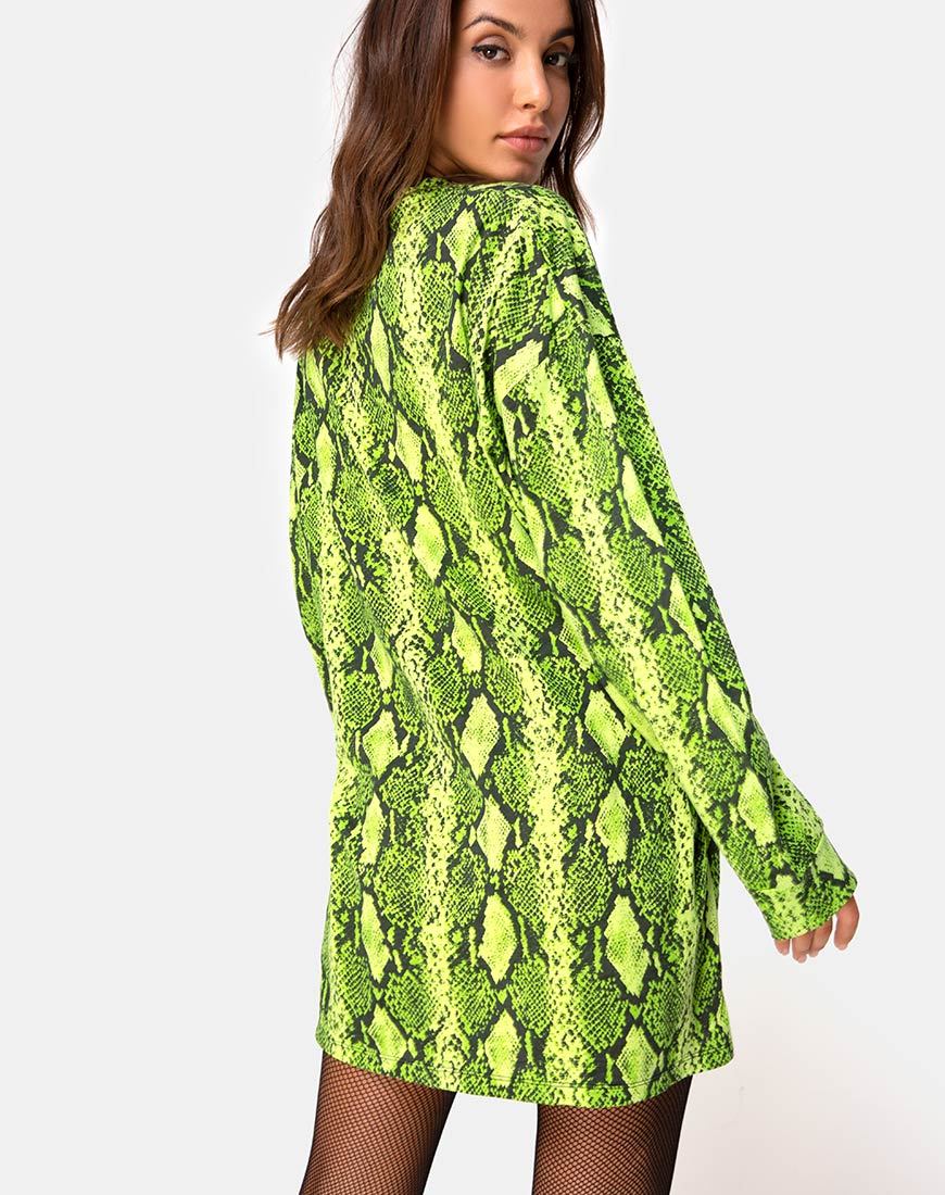 Afbeelding van Lotsun Jumper Dress in Snake Lime
