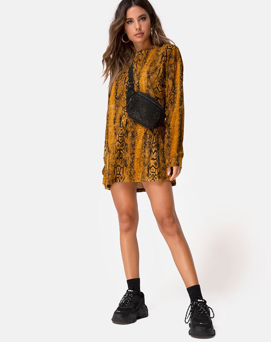 Afbeelding van Lotsun Jumper Dress in Snake Mustard