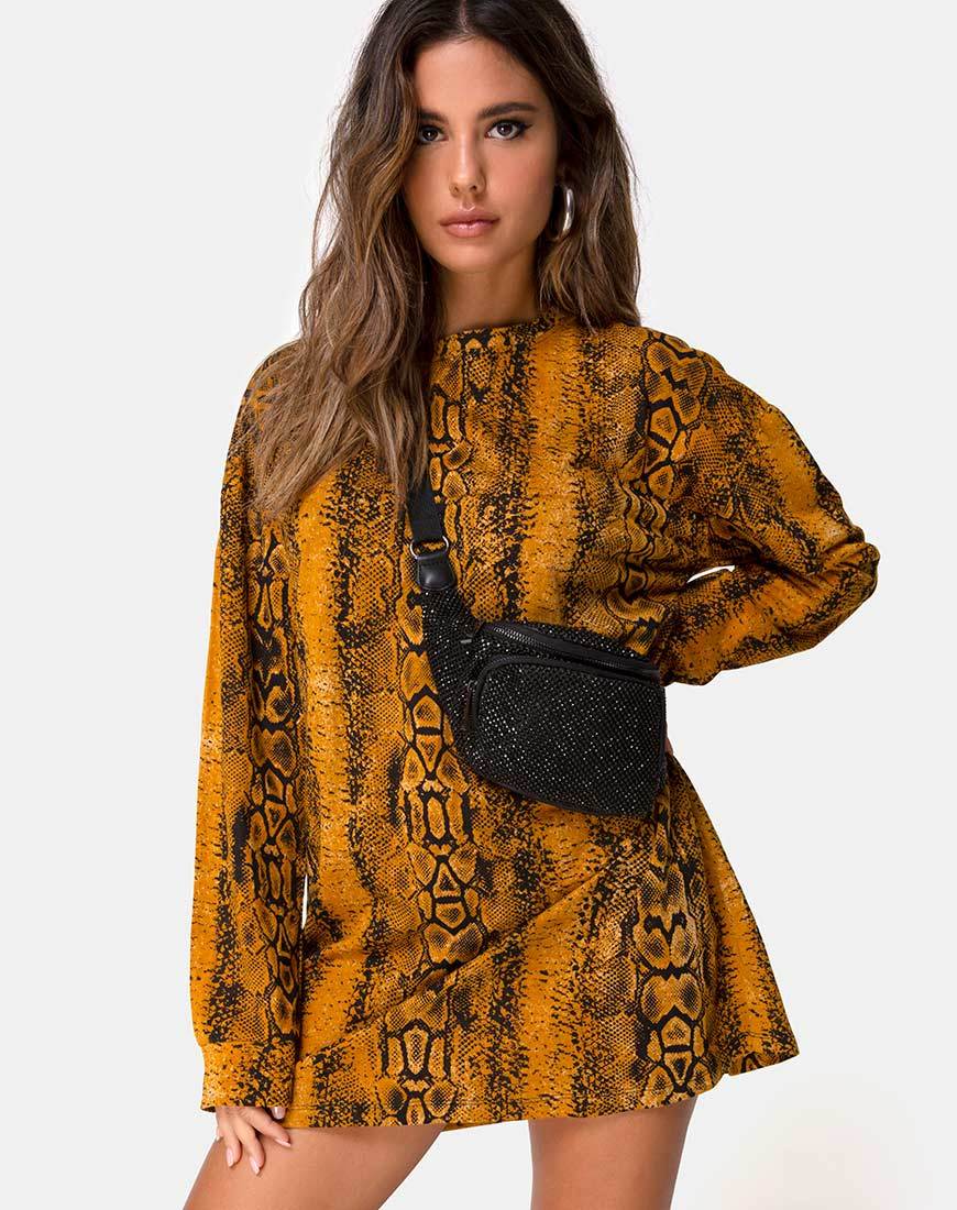 Lotsun Trui Dress in Snake Mustard
