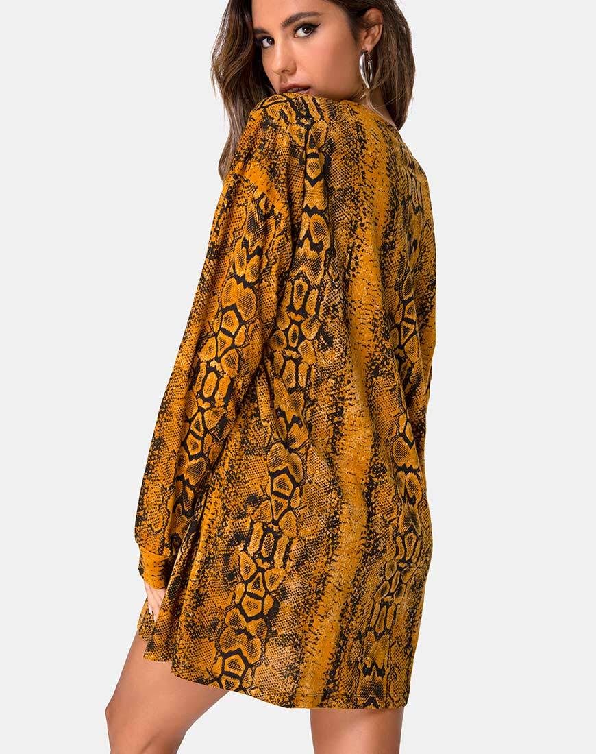 Lotsun Trui Dress in Snake Mustard