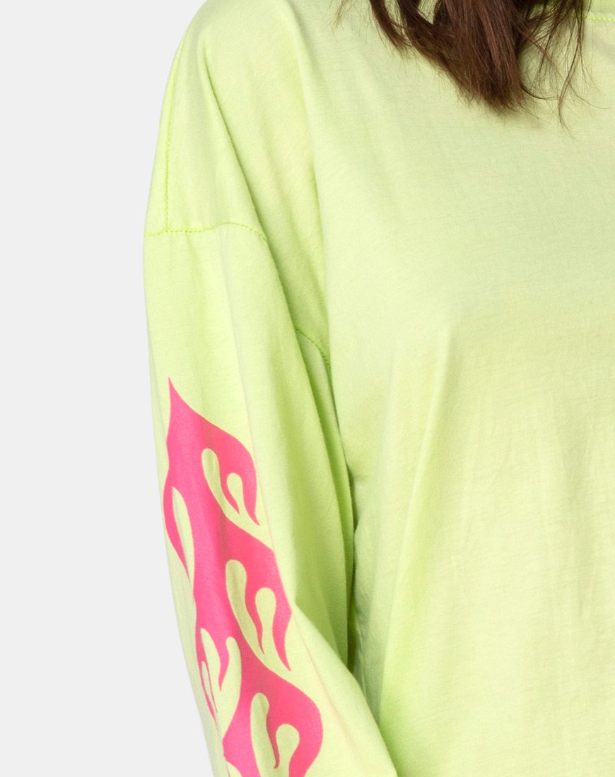 Afbeelding van Lotsun Sweatshirt in Flurogreen met Vlam