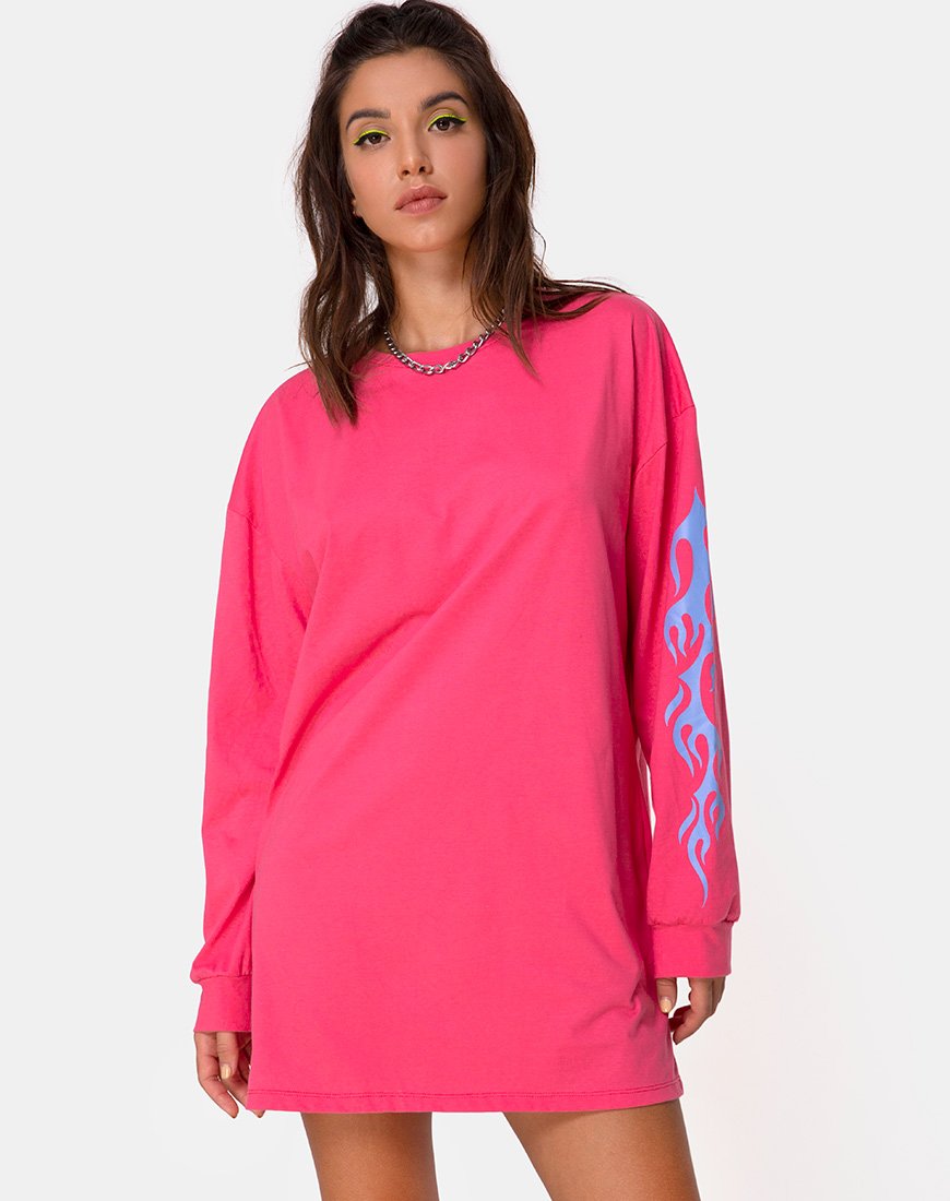 Lotsun Sweatshirt in Roze met Vlam