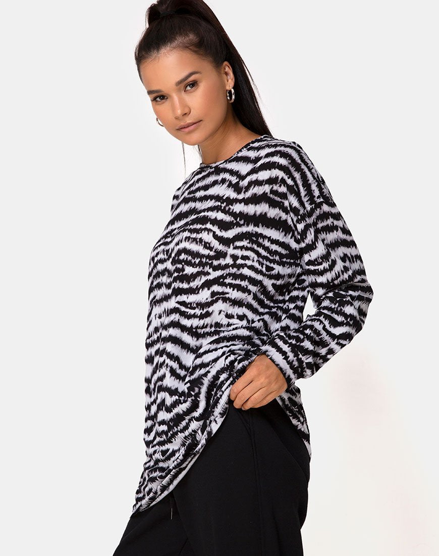 Lotsun Sweatshirt in Animal Drip Grijs