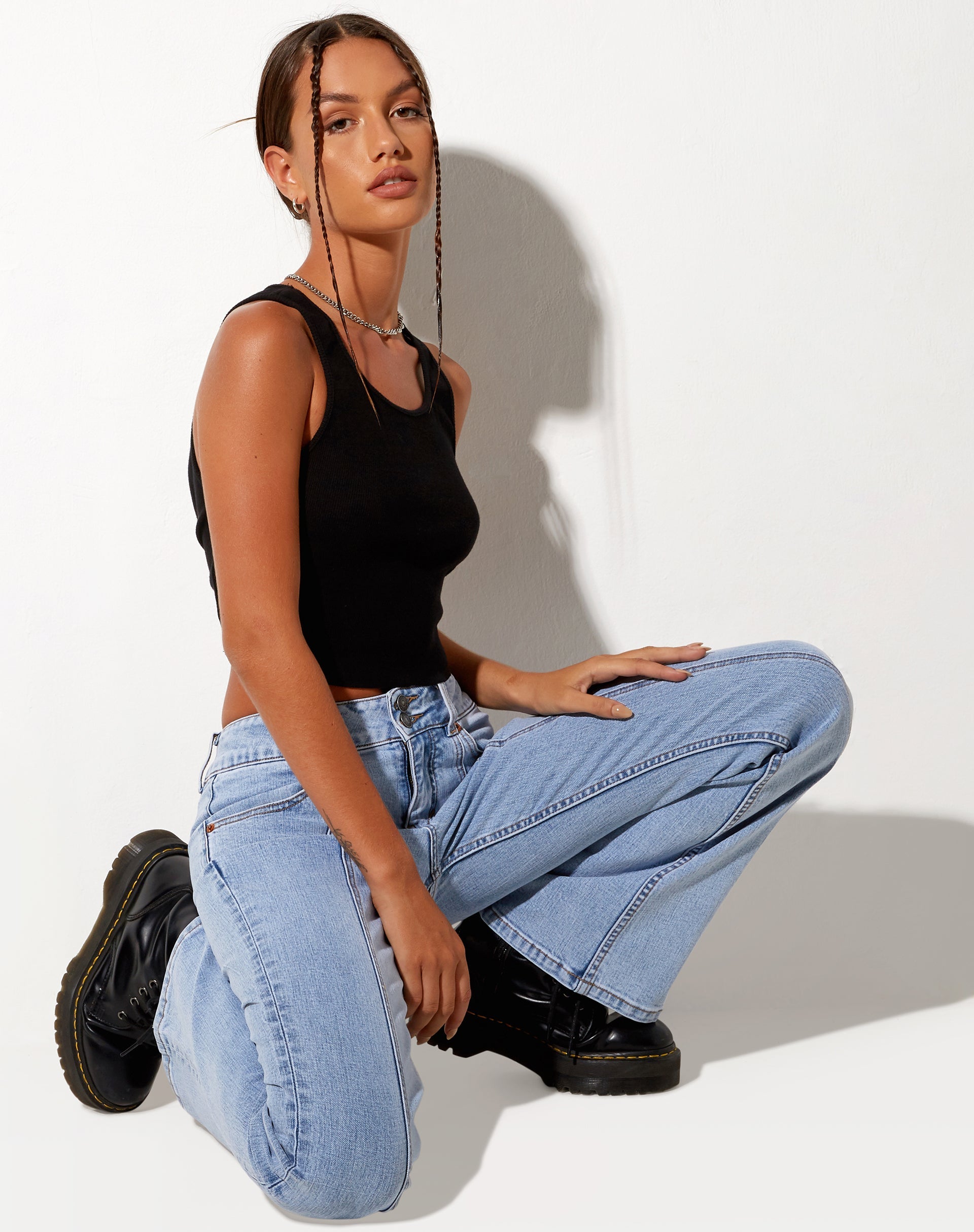 Afbeelding van Low Rise Seam Jeans in Super Light Wash Blue