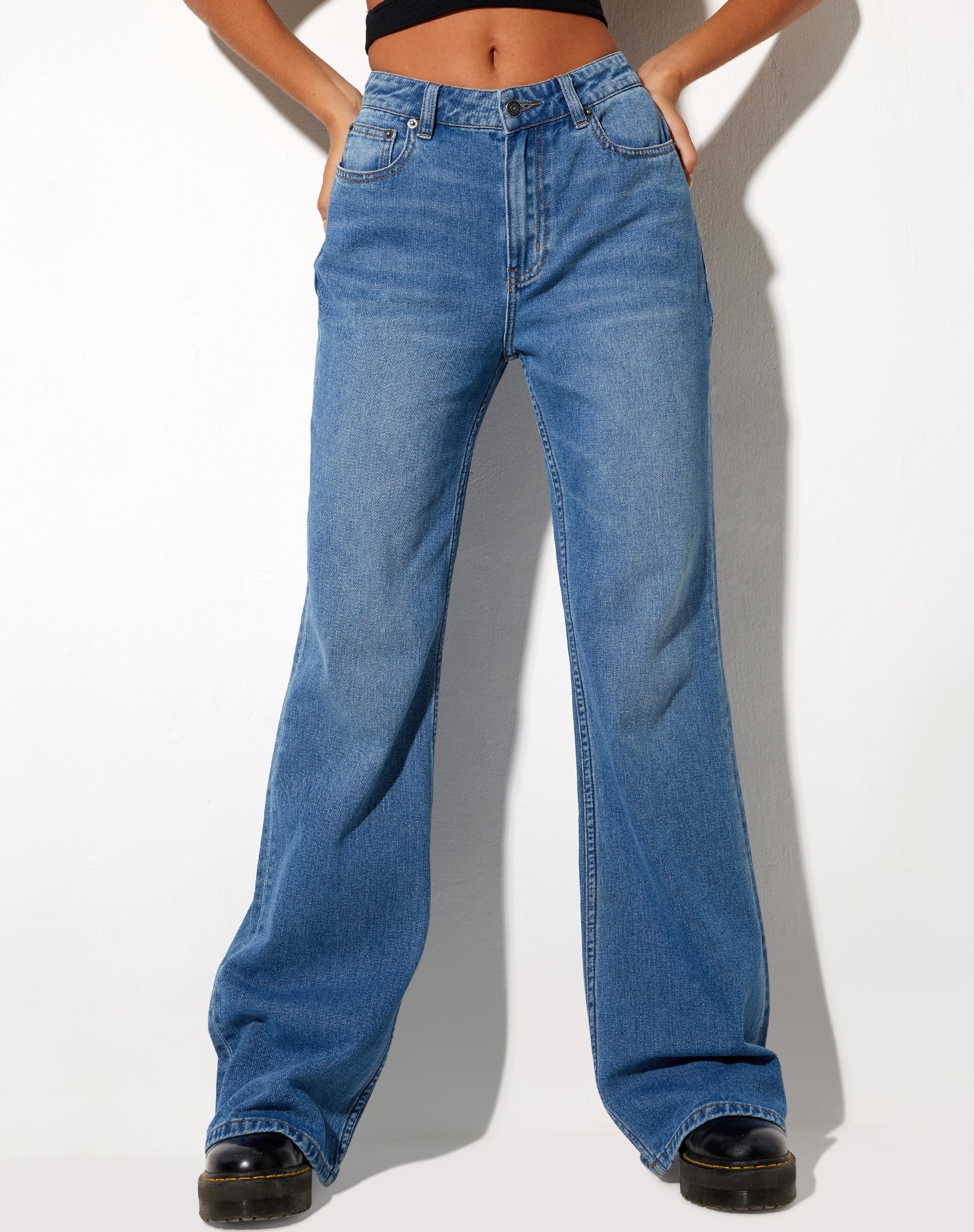 Afbeelding van Low Slung Jeans in Blue Wash