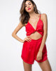 Afbeelding van Lozay Uitgesneden Playsuit in Satijn Rood