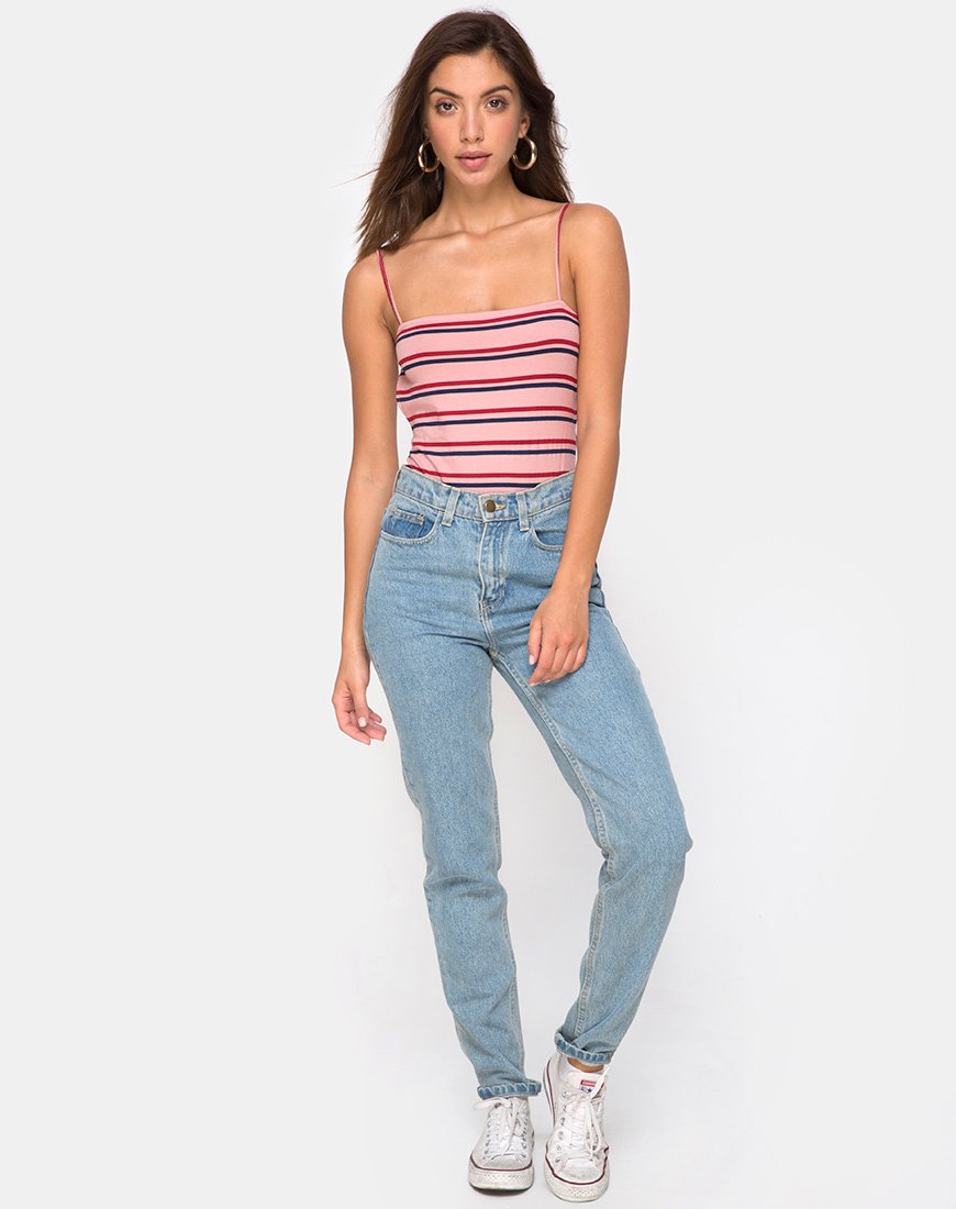 Afbeelding van Lucia Lijfje in 70s Stripe Roze Horizontaal