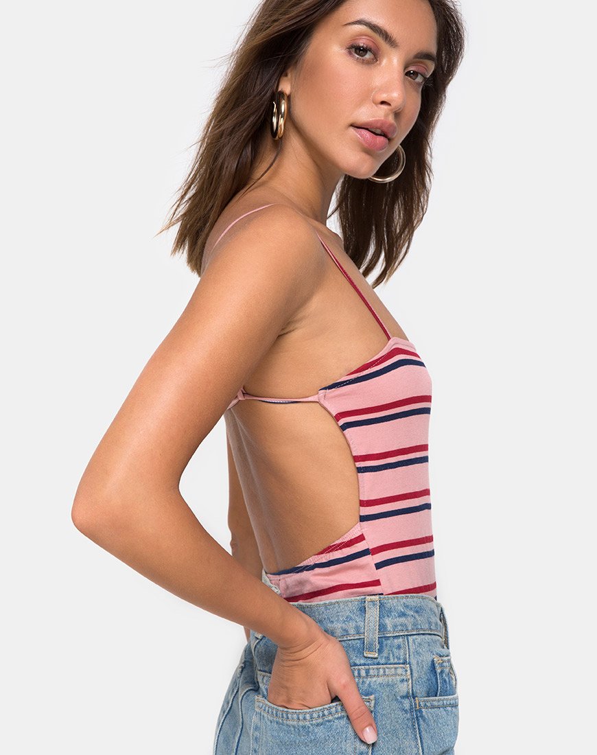 Afbeelding van Lucia Lijfje in 70s Stripe Roze Horizontaal