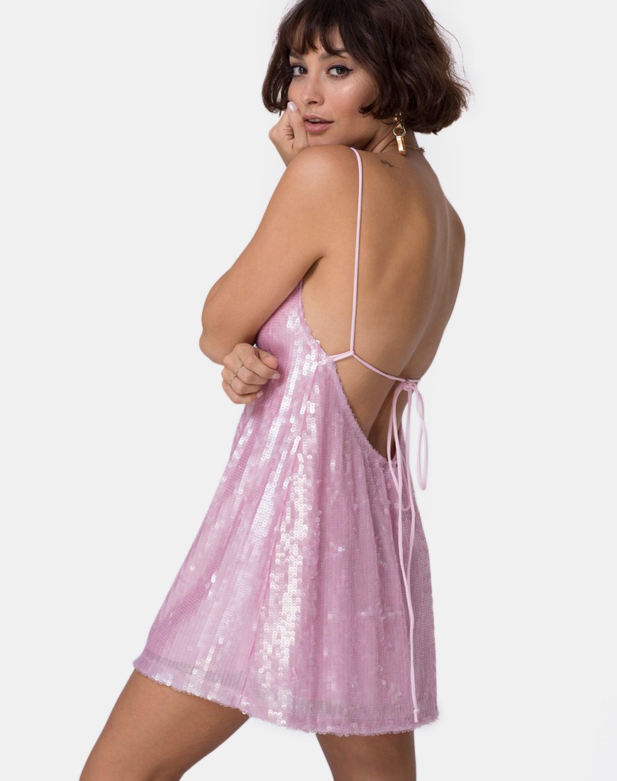 Luciette Jurk in Tint Pailletten Roze