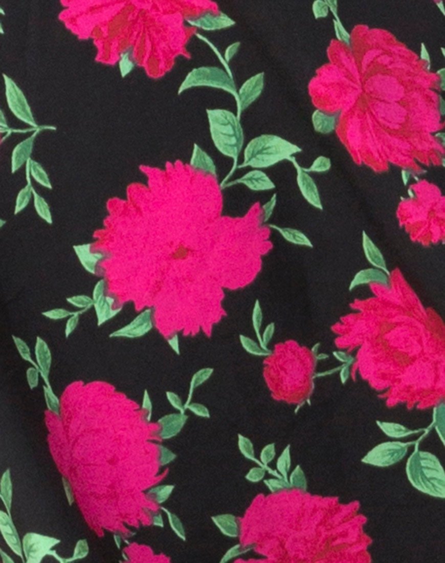 Afbeelding van Lura Slip Dress in Valeria Rose Zwart en Rood