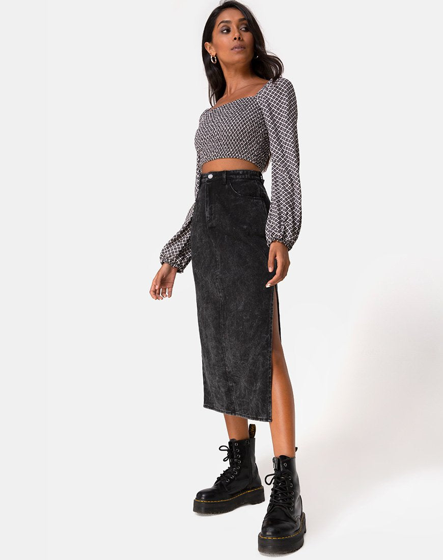 Afbeelding van Lyra Midi rok in Black Stone Wash