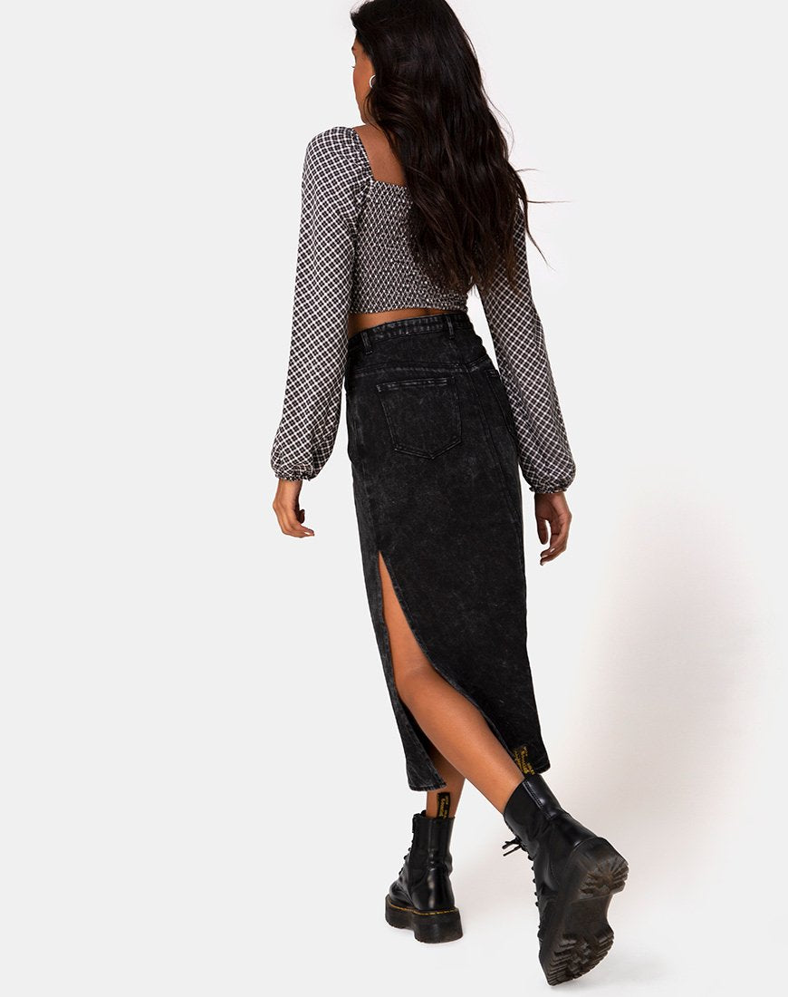 Lyra Midi rok in Black Stone Wash