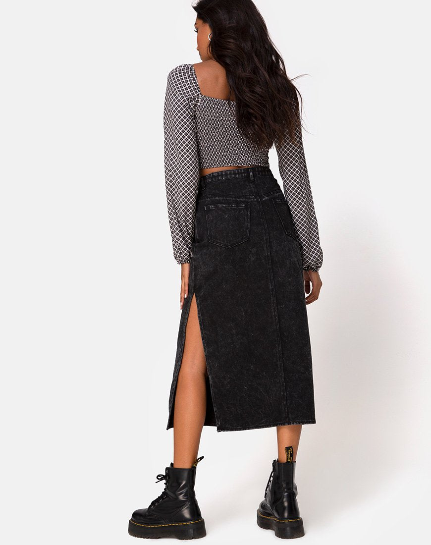 Afbeelding van Lyra Midi rok in Black Stone Wash