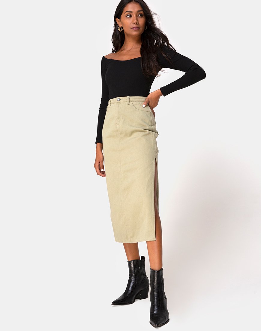 Afbeelding van Lyra Midi rok in Sage