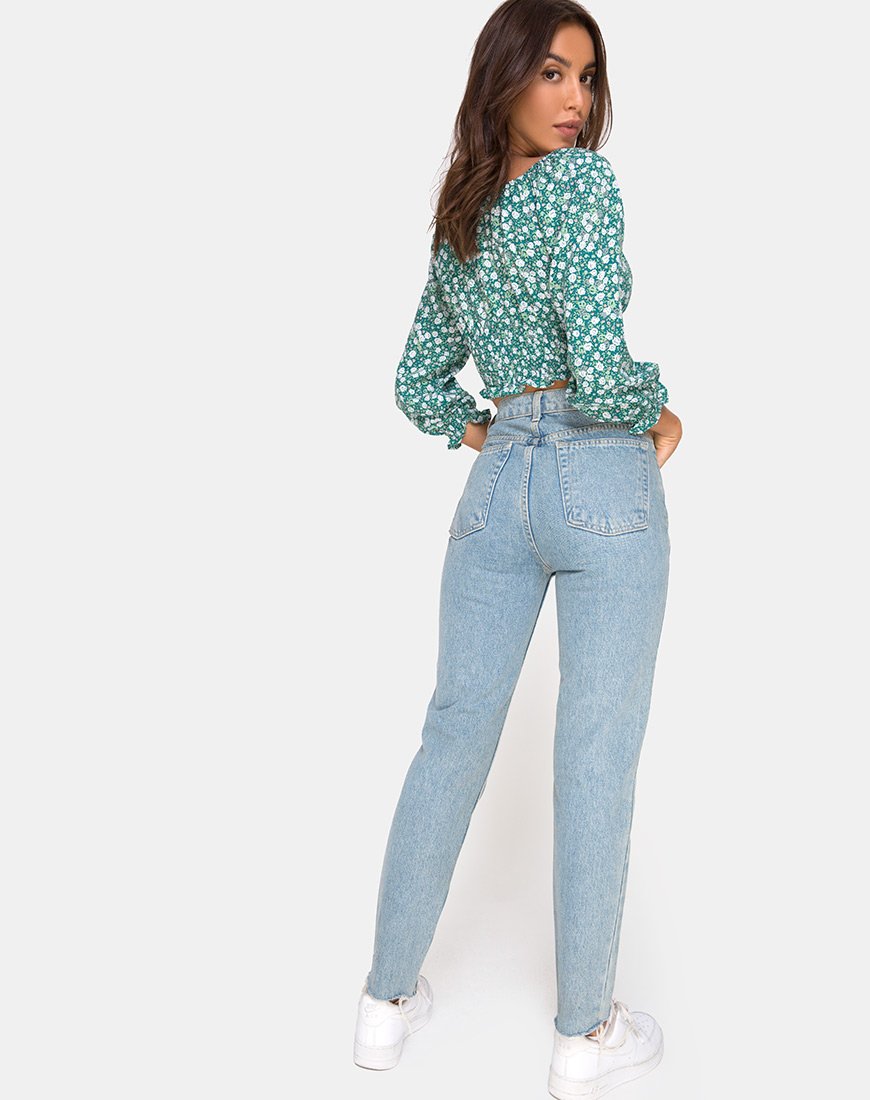 Afbeelding van Lancer Crop Top in Floral Field Green